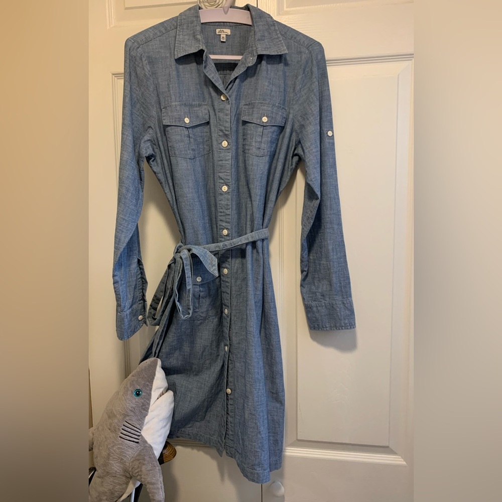 L.L. Bean Signature Chambray Shirt waist Dress Size 10